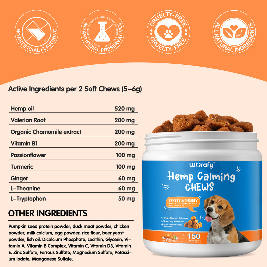 Worafy Hemp Calming Chews For Dogs/DUCK