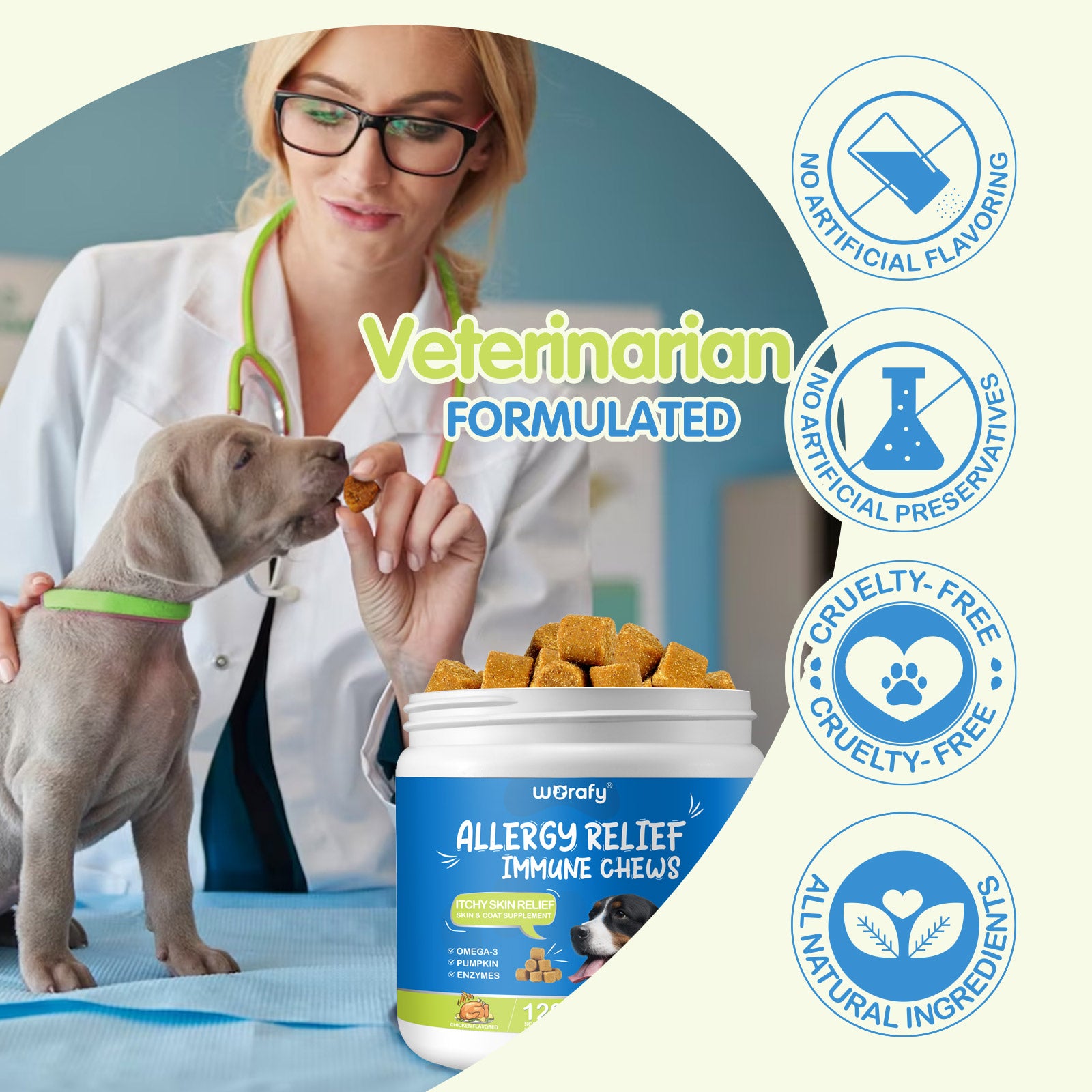 Worafy Allergy Relief Immune Chews for Dogs