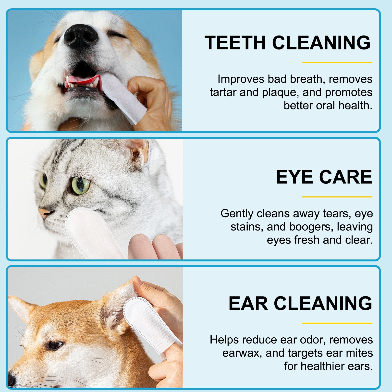 Worafy Dental Care Finger Wipes For Dogs and Cats 50 Wipes