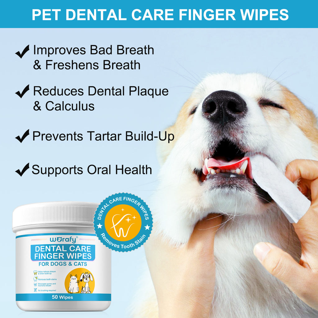 Worafy Dental Care Finger Wipes For Dogs and Cats 50 Wipes