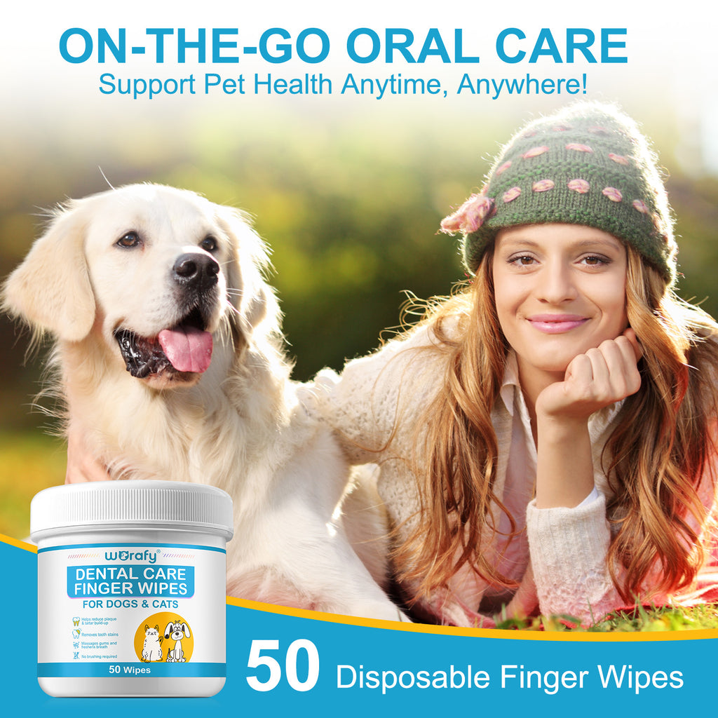 Worafy Dental Care Finger Wipes For Dogs and Cats 50 Wipes