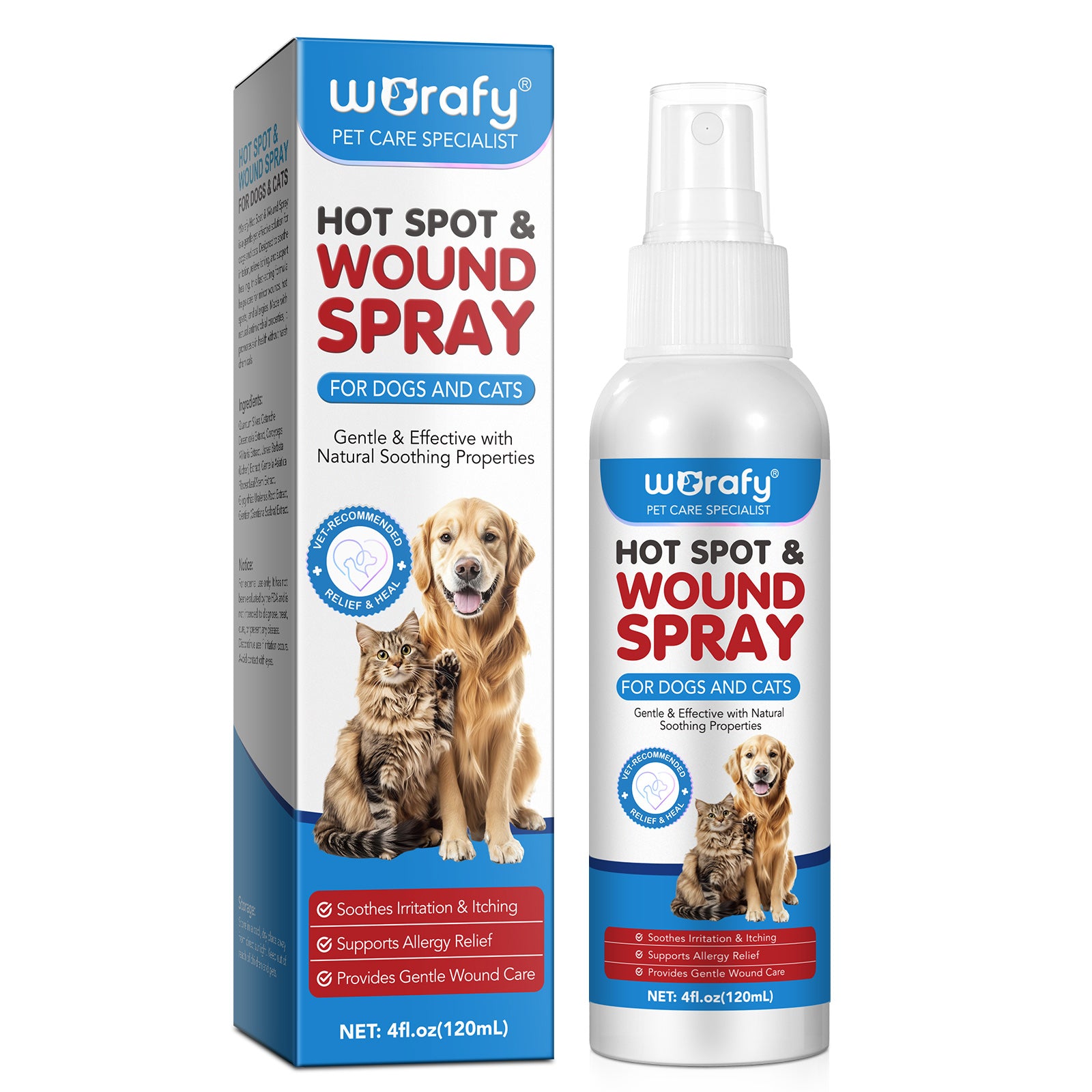 Worafy Pet Care Specialist Hot Spot and Wound Spray For Dogs and Cats 120ml