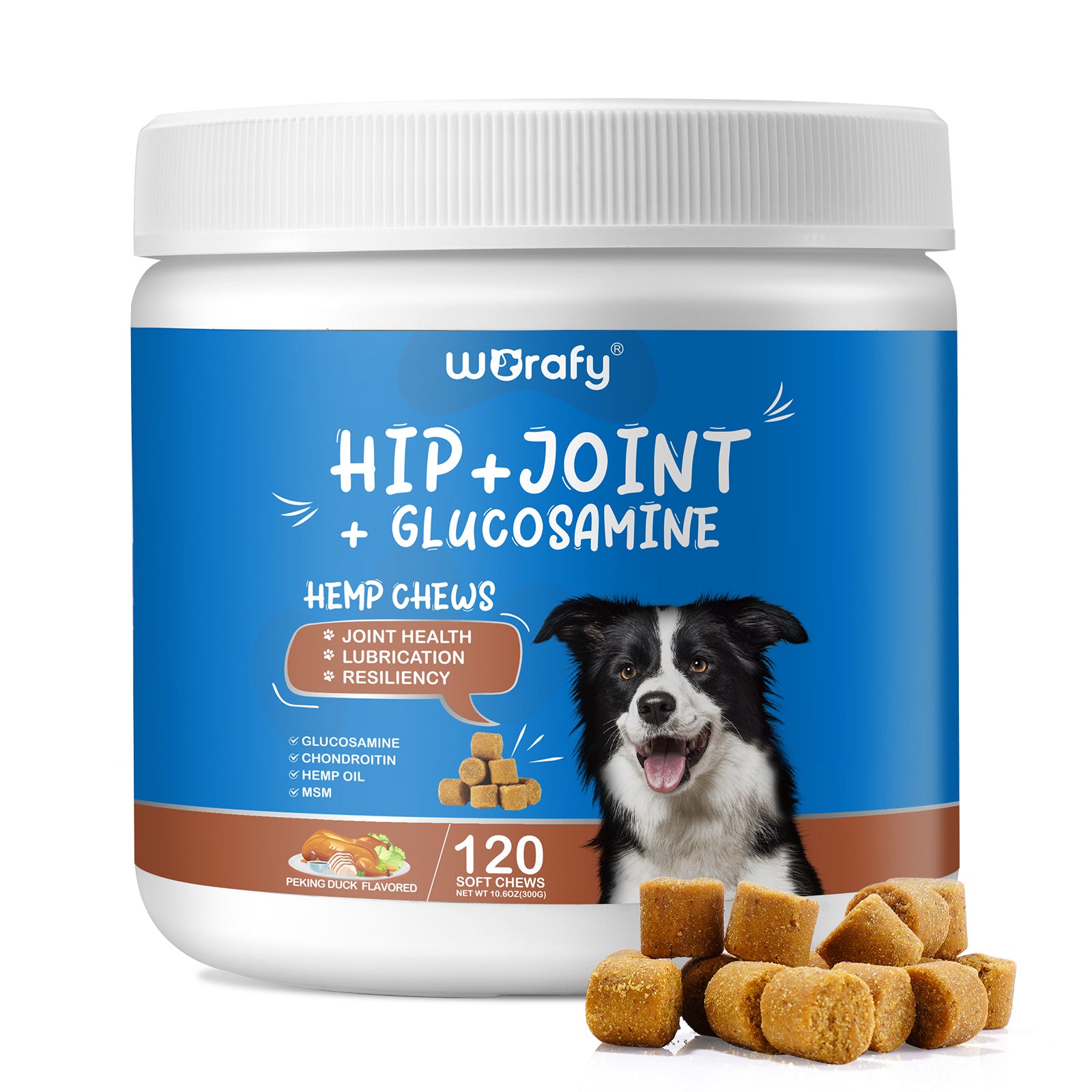 Worafy Hip + Joint + Glucosamine Hemp Chews For Dogs