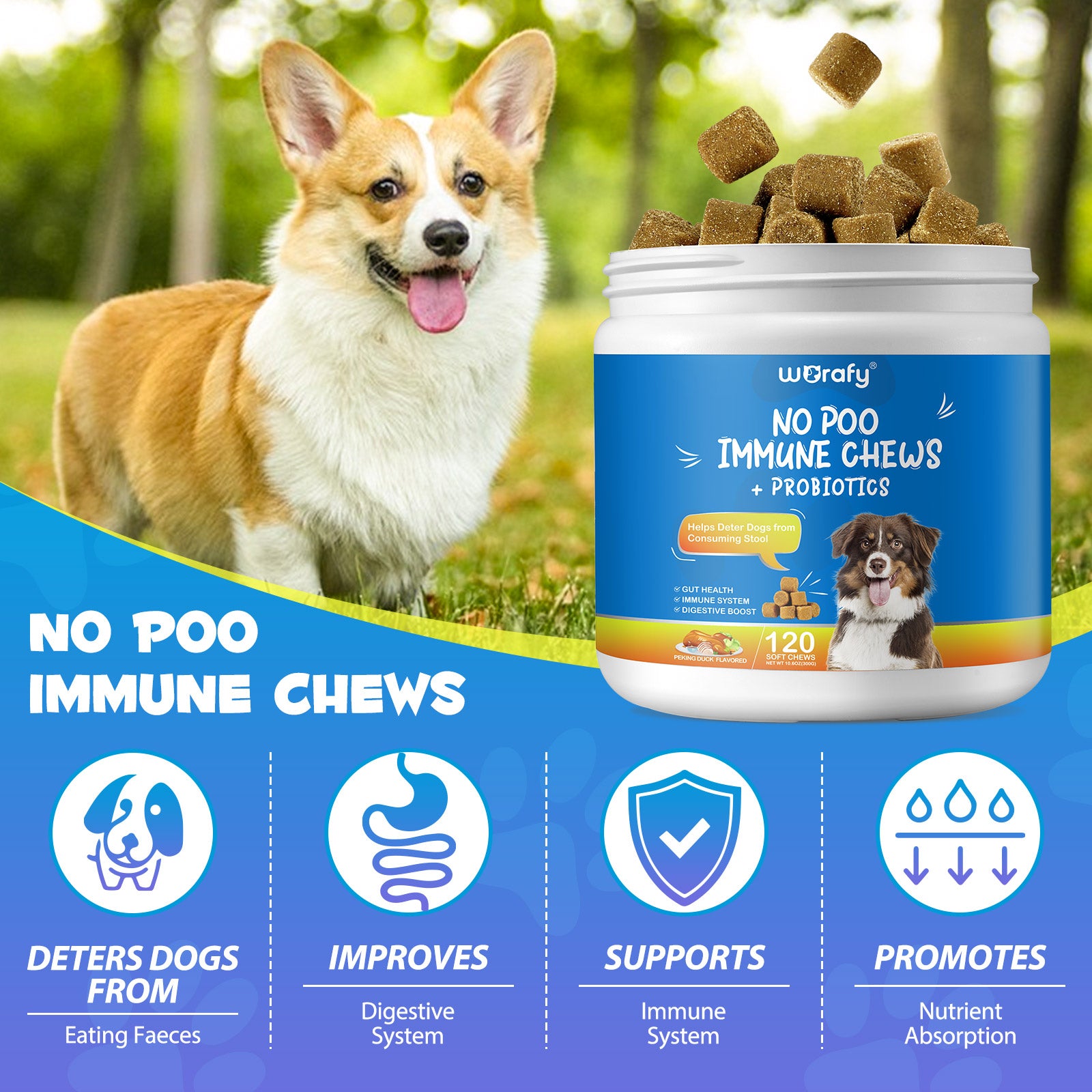 Worafy No Poo Immune Chews For Dogs
