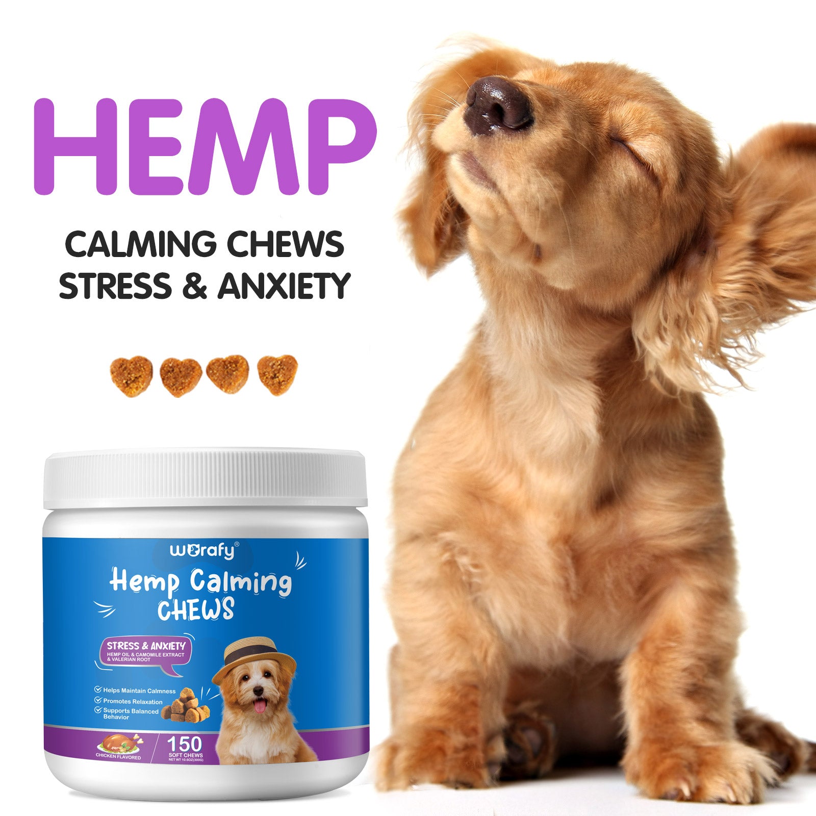 Worafy Hemp Calming Chews For Dogs/CHICKEN