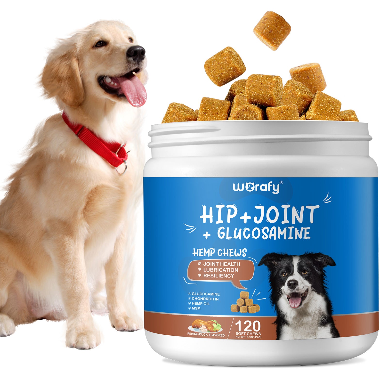 Worafy Hip + Joint + Glucosamine Hemp Chews For Dogs