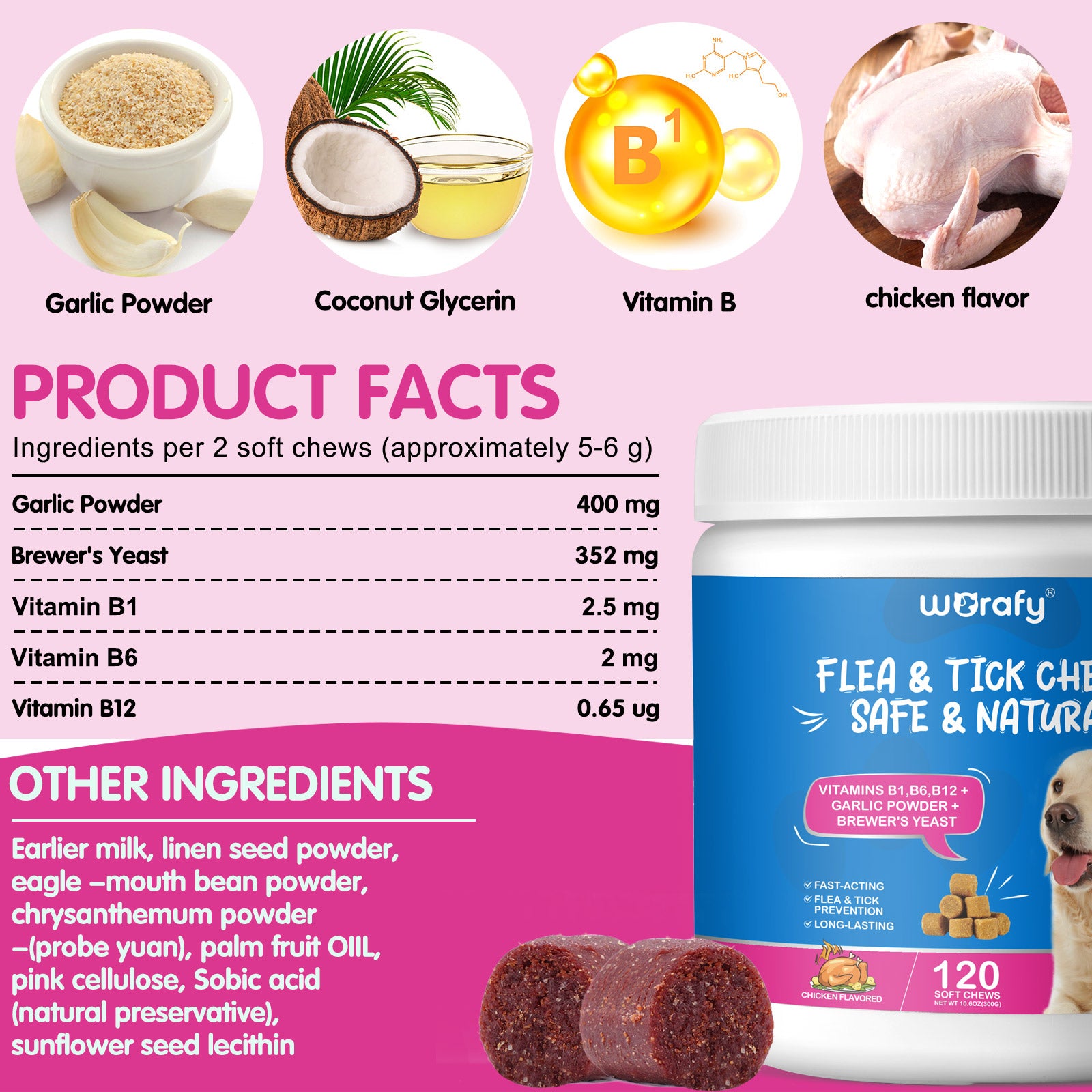 Worafy Flea & Tick Chews For Dogs