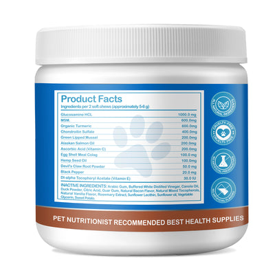 Worafy Hip + Joint + Glucosamine Hemp Chews For Dogs