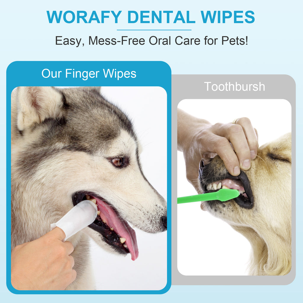 Worafy Dental Care Finger Wipes For Dogs and Cats 50 Wipes
