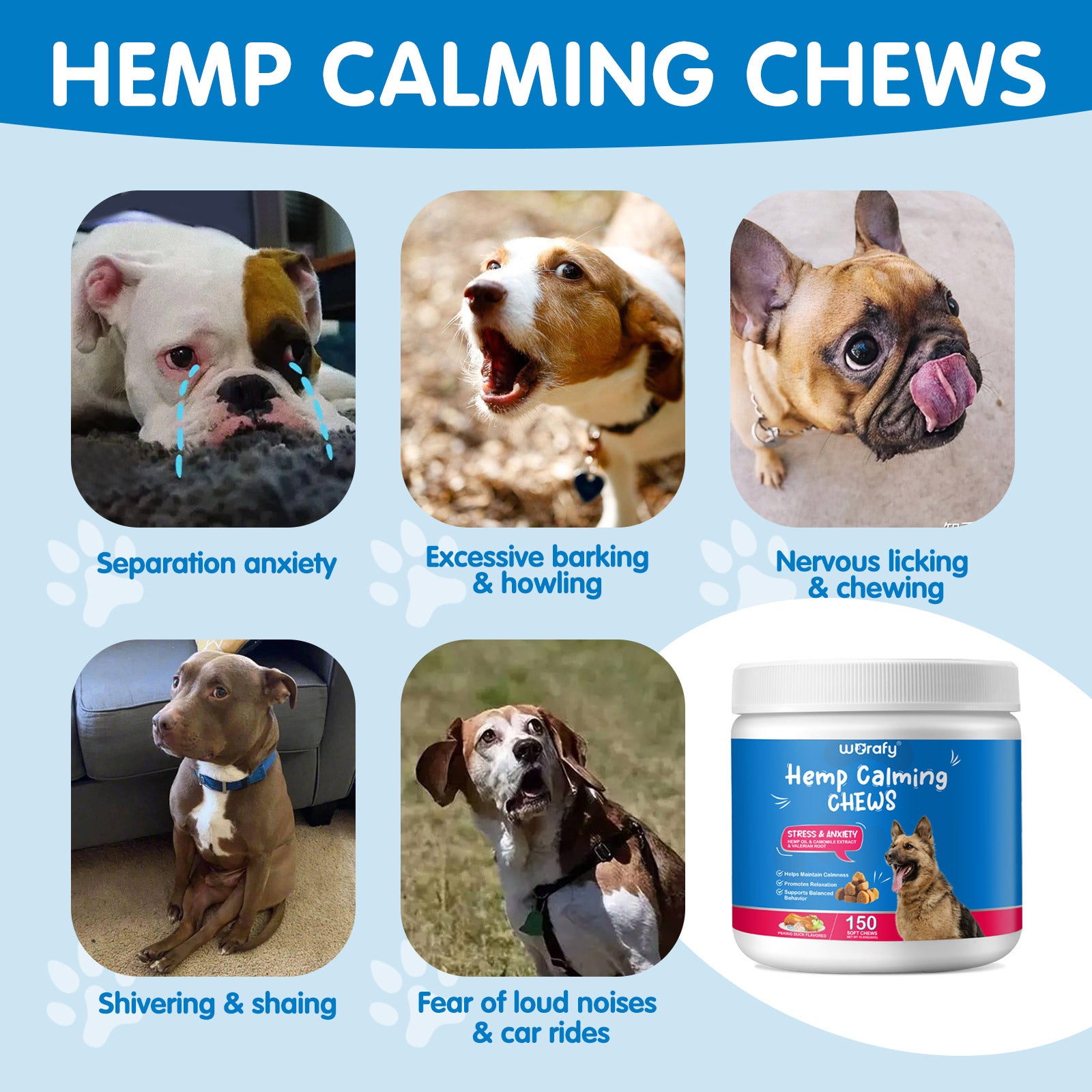 Worafy Hemp Calming Chews For Dogs/PEKING DUCK